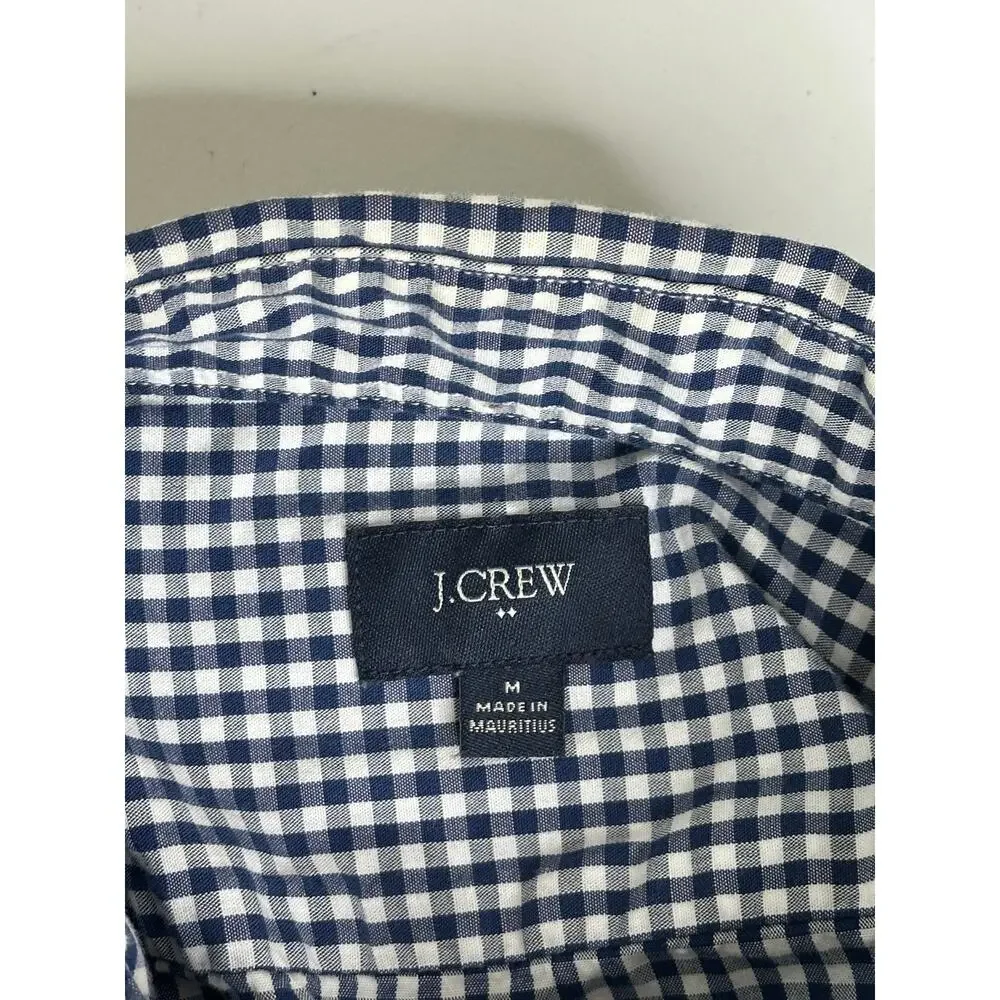 J.Crew Gingham Button Down Shirt Mens M Blue White Check Long Sleeve Cotton Top